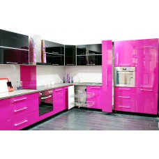 Кухня МДФ крашеный яркая розовая